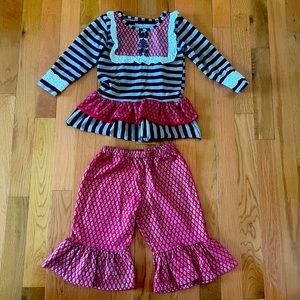Mustard Pie Ruffle Shirt and Pant Set Size 24 months